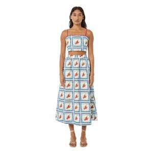 Rhode Aaron Midi Skirt in Lal Mirchi XS NWT